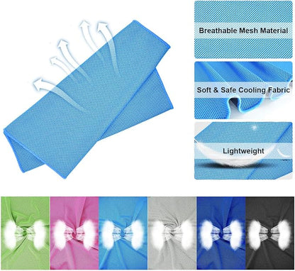 Cooling Towel,Vofler [6 Pack] Cool Towels Microfiber Chilly Ice Cold Head Band Bandana Neck Wrap (40"x 12") for Athlete Men Women Youth Kids Dogs Yoga Outdoor Golf Running Hiking Sports Camping Travel