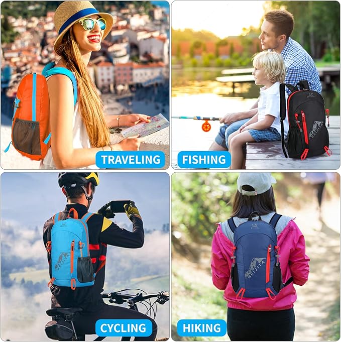 20L Lightweight Hiking Backpack, Foldable Waterproof Daypack, Packable Travel Backpack for Men & Women (Blue)