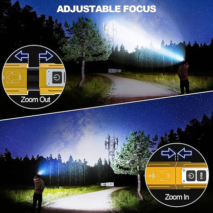 Rechargeable Flashlights High Lumens - 20,000LM Super Bright Small Pocket Magnetic Flashlight, 8 Modes LED Tactical Flash Light, Dual Button Powerful Flashlight for Camping (2, Yellow Gold)