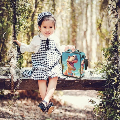 Dinosaur Lunch Box for Kids, Animal Dino Raptor Lunch Bag for Boys Girls, Reusable Insulated Waterproof Lunch Box with Adjustable Shoulder Strap Thermal Cooler Tote Bag for School Daycare Picnic