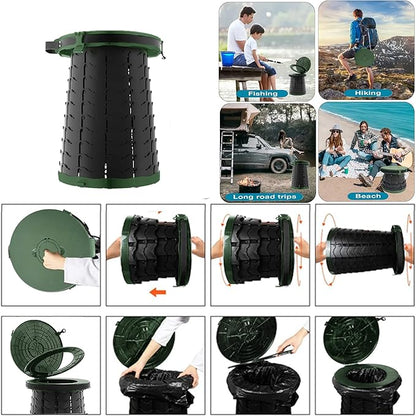 Upgrade XXL Retractable Portable Toilet for Camping Height Adjustable Travel Toilet Foldable Camping Toilet Portable Toilet for Adults Collapsible Stool Camping Toilet with Trash Bag&Star Carry Bag