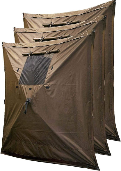 CLAM Pop Up Screen Tent & Shelter, Outdoor Camping Gazebo w/ 6 Wind Panels, 11.5', Brown