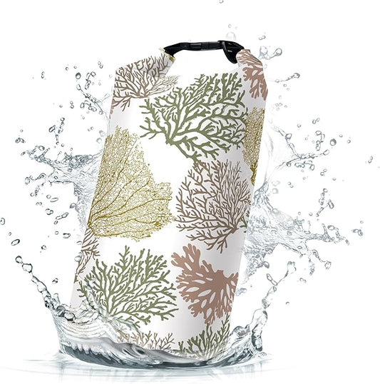 Waterproof Dry Bag,Roll Top Coastal Summer Beach Coral Small Waterproof Backpack 5L/10L/20L Floating and Lightweight Bags for Kayaking, Boating, Fishing, Swimming and Camping