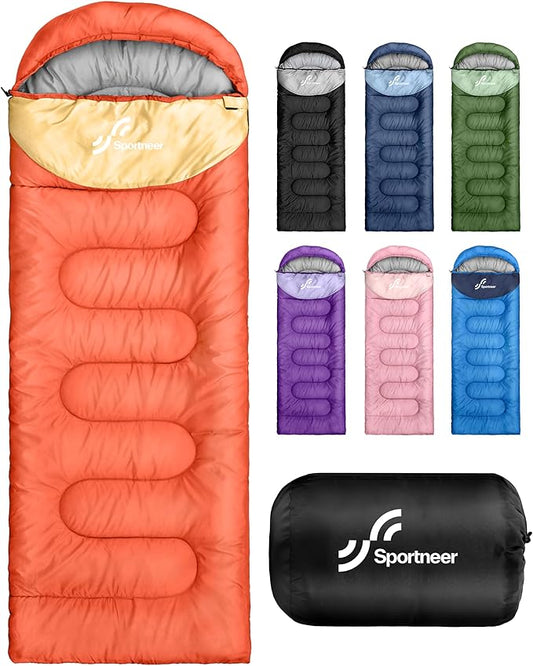 Sportneer Sleeping Bags for Adults, Warm & Cold Weather Sleeping Bag for Adults Kids Boys Girls - Lightweight Compact Camping Gear Equipment, Traveling, Backpacking, Hiking
