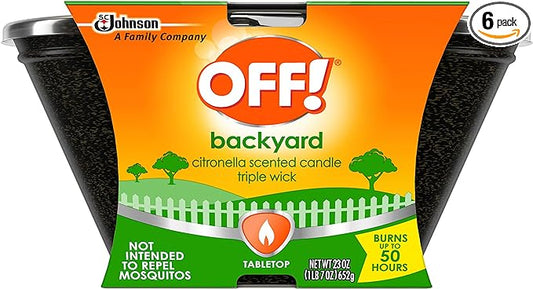 OFF! Triple Wick Scented Citronella Candle Bucket, Outdoor Candle, Burn Time up to 50 Hours, Provides Ambiance and a Gentle Glow for Outdoor Occasion , 23 oz (Pack of 6)