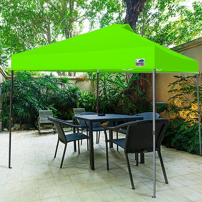 Eurmax USA NOMATTER ONE-Person Open&Close 10x10ft Pop Up Canopy Tent，Portable Shelter Canopy for Outdoor Events，Instant Canopies, Temporary Sunshade,Bonus 4 Sand Bags(Hi-Vis Green)