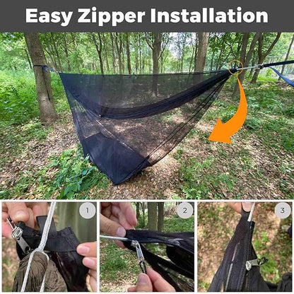 onewind Hammock Mosquito Net, Camping Hammock Bug Net with Zipper No See Um Mesh Lightweight Camping Bugnet with Floor for 11ft 12ft Hammock for Hiking Backpacking with Furry Friends