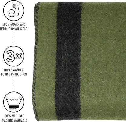 Arcturus Patterned Wool Blankets - 4.5lbs Warm, Heavy, Washable, Large | Great for Camping, Outdoors, Sporting Events, or Survival & Emergency Kits