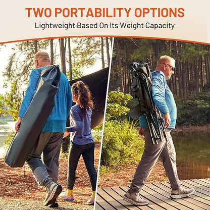 TIMBER RIDGE Oversized Heated Camping Chair with Lumbar Support, Portable Folding High Back Chair Heavy Duty for Adults Supports 450 LBS for Outdoor Camping, Lawn, 2 Pack