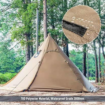 FIREHIKING Camping Hot Tent 2-4 Person Teepee Tent with Stove Jack for Backpacking Hunting