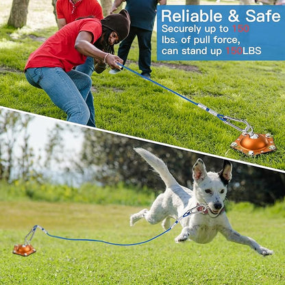 Dog Tie Out Cable and Stake, 360°Swivel Dog Anchor, with 30FT Heavy Duty Cable, Heavy Dog Stake for Yard Can Hold Up to 150 LBS Dogs for Park,Camping,Yard(Orange)