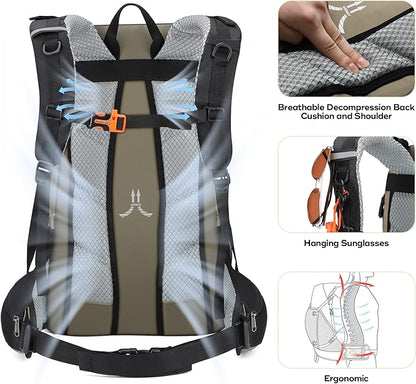 Maelstrom Hiking Backpack,Camping Backpack,40L Waterproof Hiking Daypack with Rain Cover,Lightweight Travel Backpack,Khaki