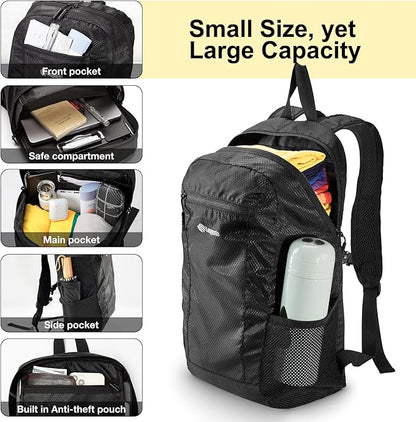 15L Water Resistant Hiking Daypack, Small Backpack Travel Outdoor, Lightweight Day Pack with Tool Loops