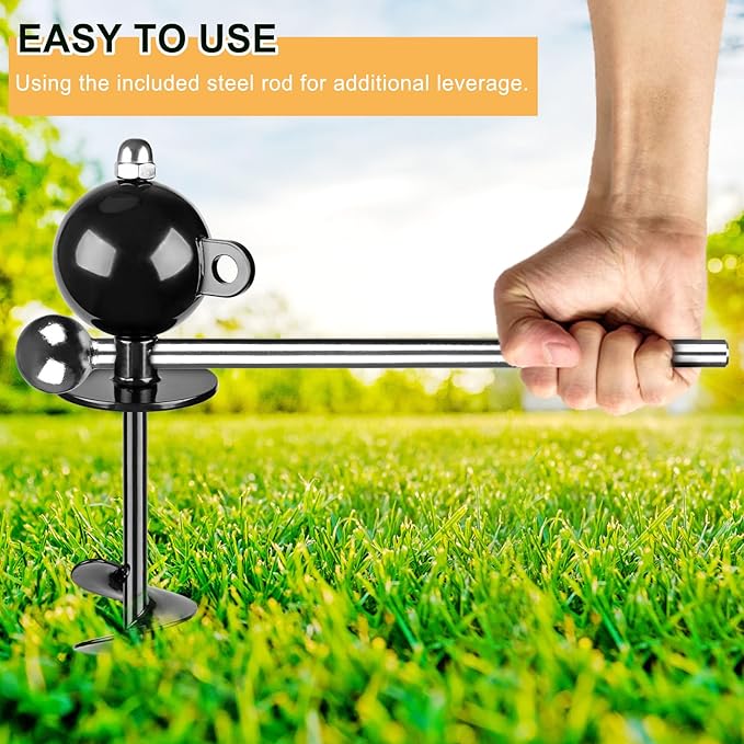 SELEWARE Dog Tie Out Stake Outdoor Anti-Rust Dog Anchor with Stainless Steel Dog Chains for Large Dogs up to 220 lbs, Free Rotation Dog Stake Dog Camping Gear 15 ft Long