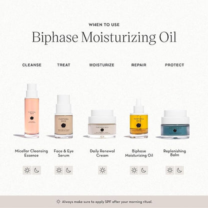 Furtuna Skin Biphase Moisturizing Oil - Hydrating, Plumping & Protecting Face, Neck, and Decollete Oil, Vegan & Cruelty-Free, Organic Olive Oil-Infused, 30ml