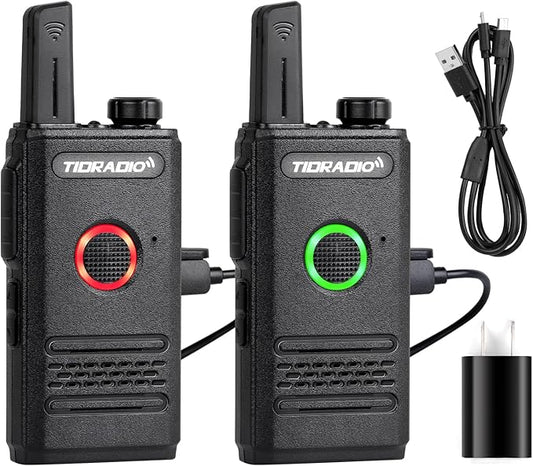 TIDRADIO TD-M6 Radios Walkie Talkies for Adults Two Way Radios Long Range, 22 Channels,Dual PTT for Manufacturing Restaurant Business Commercial Hunting Hiking 2 Pack