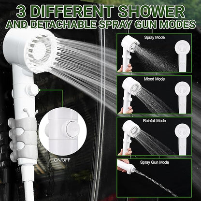 Upgrade Portable Camping Shower, 6000mAh Rechargeable Electric Shower Pump with Intelligent Digital Display Multiple Spray Modes Filtered Shower Head with Handheld for Outdoor Hiking, Travel