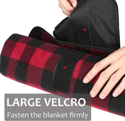 Tirrinia Outdoors Waterproof Throw Blanket, 51”x 59” Lightweight Fleece Stadium Windproof Mat for Boat, Traveling, Camping, Hiking, Football - Machine Washable, Red-Black Plaid