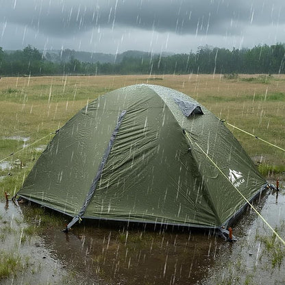 Night Cat 2-Persons Backpacking Tent: Waterproof Lightweight Camping Tent for Two People Hiking Outdoor Mountain with Aluminum Poles and Rainfly Green