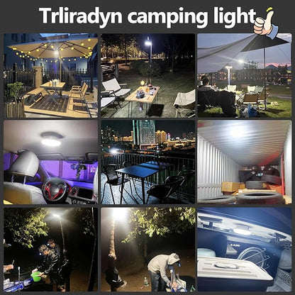 10000mAh Rechargeable Tent Light 3 Lighting Modes, 4000LM LED Portable Camping Lantern, IPX5 Waterproof, 30W Hanging Tent Light with Magnet, for Emergency & Gift