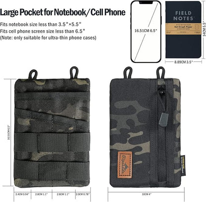 VIPERADE VE4 Tool Pouch, Nylon Pocket Organizer with 2 Pockets and 4 Small Tool Storage EDC Gears, Best Gift to Keep Organized, Hold Your Flashlight/Pocket Knife, Tactical Pen, Notebook