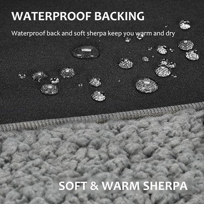 Tirrinia Outdoors Waterproof Throw Blanket, 66”x 90” Sherpa Fleece Stadium Windproof Mat for Boat, Traveling, Camping, Hiking, Football - Machine Washable