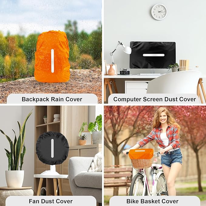LAMA 2 Pack Waterproof Rain Cover for Backpack, Reflective Rucksack Rain Cover for Anti-dust/Anti-Theft/Bicycling/Hiking/Camping/Traveling/Outdoor Activities (1 Pcs Black + 1 Pcs Orange, M)