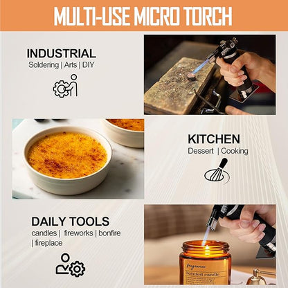ravs Butane Torch Lighter, DUAL Flame Mode Kitchen Torch Cooking Torches, Blow Torch lighters butane refillable, Micro Torch Mini Torch for heat shrink tubing, Soldering Torch (Butane is Not Included)