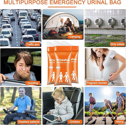 Portable Emergency Urinal Bag, 24 Pack Travel Urine Bag, 900ml Unisex Pee Bag, Resealable Disposable Urinal for car, Traffic Jams, Camping, Road Trips, Pregnant Women, Patients, Children