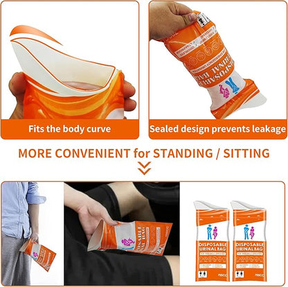 24PCS Disposable Urine Bags, 700ML Unisex Urine Bags for Travel, Emergency Vomit Bags/Pee Bag for Car, Long Trip, Road Trip, Travel Urinals for Men/Women - Camping Essentials Portable Toilet