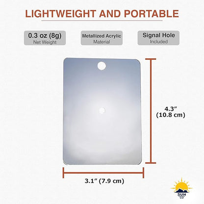 Sun Company Featherweight Signal Mirror | Lightweight and Compact Emergency Survival Mirror | for Camping, Hiking, Backpacking, and Scuba Diving