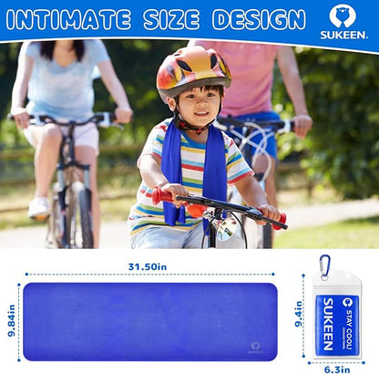 Sukeen Mini Cooling Towel for Kids(31 "x9),Ice Towel,Soft Breathable Cool Towel,Microfiber Cold Towel for Boys and Girls for Sports,Running,Exercise,School and More Activities (4Pack)