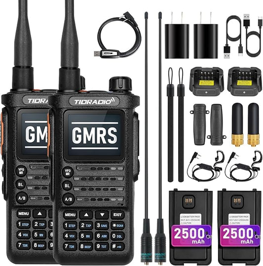 (2nd Gen) TIDRADIO TD-H8 GMRS Radio 2-Way Radio,APP Programmable,GMRS Repeater Capable,Long Range Walkie Talkies with Rechargeable USB-C 2500mAh Battery & TD-771 Antenna,DTMF,VOX,NOAA Weather (2Pack)