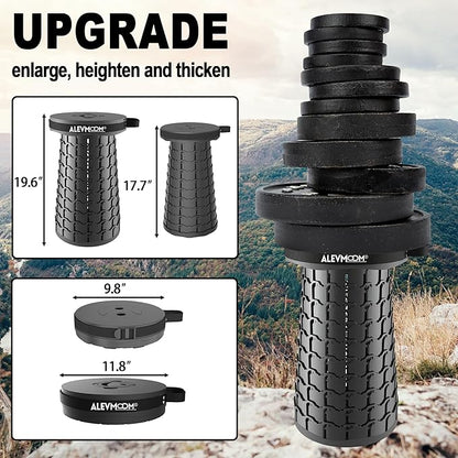 ALEVMOOM Upgraded 19.7" Portable Telescoping Stool,XXL Collapsible Stool with Cushion,Capacity 1000lbs Heavy Duty Retractable Folding Chair for Adults for Camping Fishing Hiking BBQ