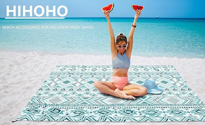 Beach Blanket Waterproof Sandproof Extra Large Beach Mat 79" X 83"/120"x108"for 1-8 Adults Quick Drying Durable Outdoor Picnic Mat for Beach Travel Camping Hiking