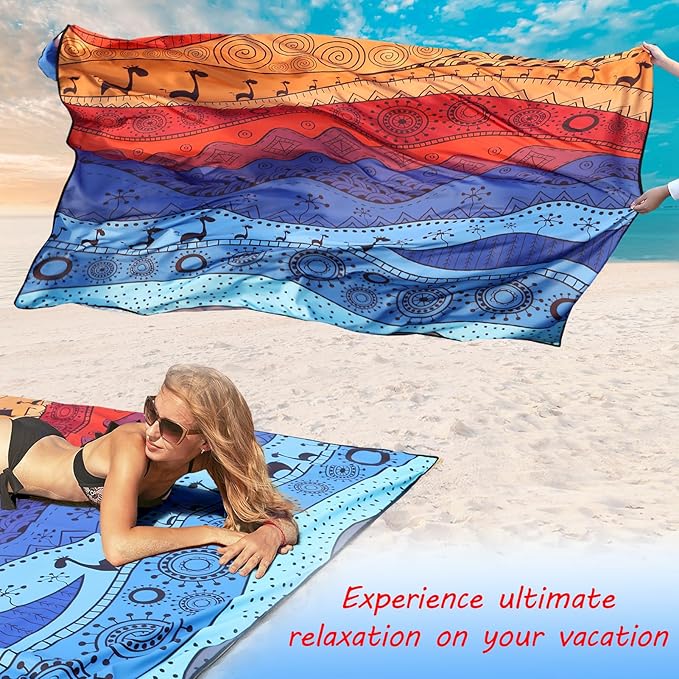 Beach Blanket Waterproof Sandproof Extra Large Beach Mat 79" X 83"/120"x108"for 1-8 Adults Quick Drying Durable Outdoor Picnic Mat for Beach Travel Camping Hiking