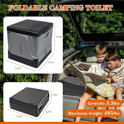 Camping Toilet, Composting Toilet with Biodegradable Bags, Portable Potty for Adults, Folding Toilet for Car Camping Hiking Long Trips Beach