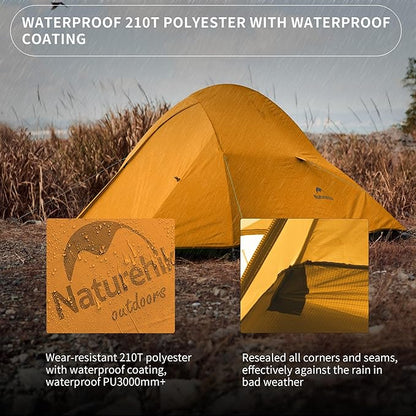 Naturehike Cloud-Up 2 Person Tent Lightweight Backpacking Tent with Footprint - Free Standing Ultralight Camping Hiking Backpack Tents Two Person Tent