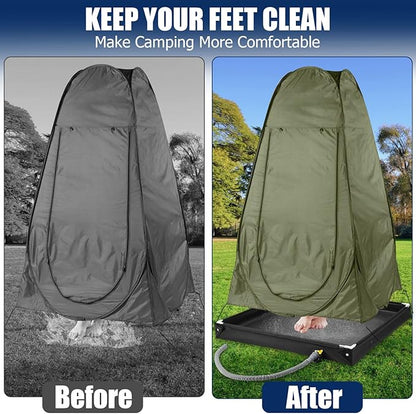 TOBWOLF Portable Shower Pan,Foldable RV Camping Shower Base Outdoor & Indoor,Temporary Showers Floor to Keep Feet Clean for RV, Tent, Awning, Camping, Beach