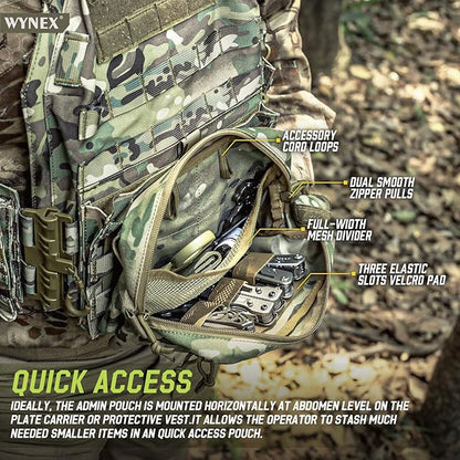 WYNEX Tactical Molle GP Admin Pouch, Molle General Purpose Pouch EDC Molle Utility Tool Pouch Organizer Military Multi Purpose Bag Modular Pouches Cummerbund Belt Pouch with Hook and Loop Insert Panel