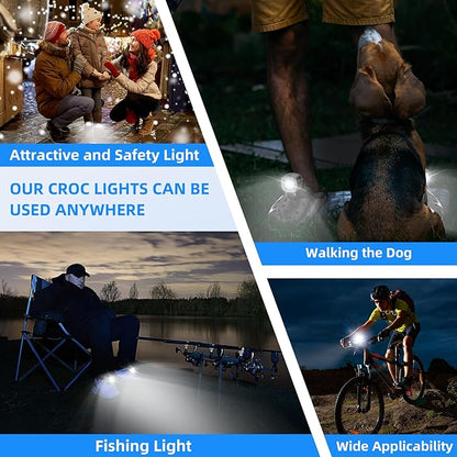 2 Original Rechargeable Headlights for Croc Charms, Rechargeable Flashlight for Croc Kids Girl Boy Women Men Sandal, Christmas Lights, Clip on Clog Headlamp Shoe Decoration for Crocs