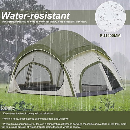 Vidalido 3-4 Person Camping Tent with 2 Large Mesh Door 4 Mesh Window Family Tents, Double Layer Waterproof Portable Easy Setup Camp Tent, Canvas Dome Tents for Camping Outdoor Hiking and Backpacking