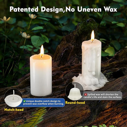 3Pack 15H+ Emergency Candles Long Burning Survival [18H+ Inside Candle Lanterns], 3“ Unscented White Pillar Candles, Survival Candles for Power Outage, Camping, Hurricane