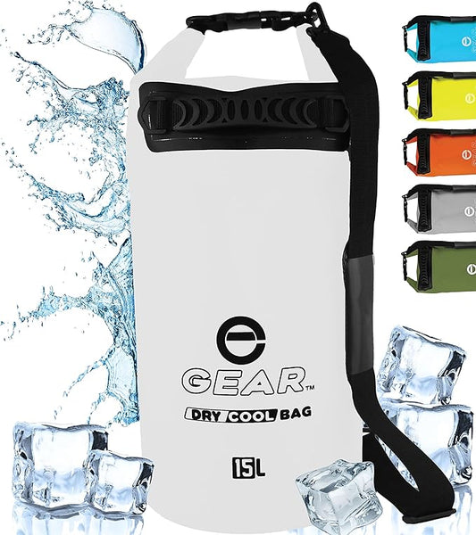 Dry Bag Floating Cooler - Roll Top Insulated Backpack – Portable, Collapsible, Waterproof with Padded Shoulder Strap - Perfect for Kayaking Fishing Beach Hiking -15L