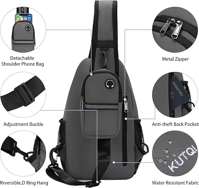 Sling Backpack Crossbody Sling Bag for Women Men Multipurpose Travel Essentials Hiking Chest Bag Daypack
