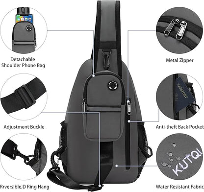 Sling Backpack Crossbody Sling Bag for Women Men Multipurpose Travel Essentials Hiking Chest Bag Daypack