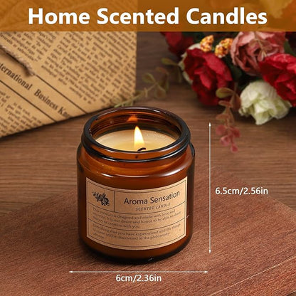 Jeffbaubl 6 Pack Candles for Home Scented,Scented Candles Gifts for Women,Aromatherapy Candles,3.5 OZ Amber Jar Candles,Long Lasting Candles,Candles Gift Set for Birthday Valentine Present