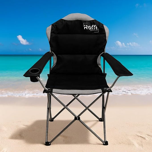 Camping Folding Chairs | Heavy Duty | Supports 250 LBS | Steel Frame | Collapsible with Cup Holder | High Back | 21" D x 36" W x 42" H