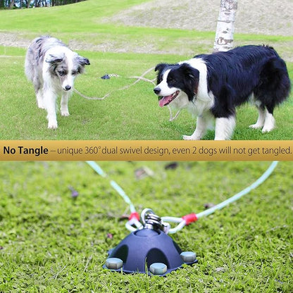 360° Swivel Dog Tie Out Anchor Stake With 5 Screw Anchors - Holds 1200lbs, Great for Dogs Up to 150lbs - Yard Leash and Anchor With Lifetime Replacement