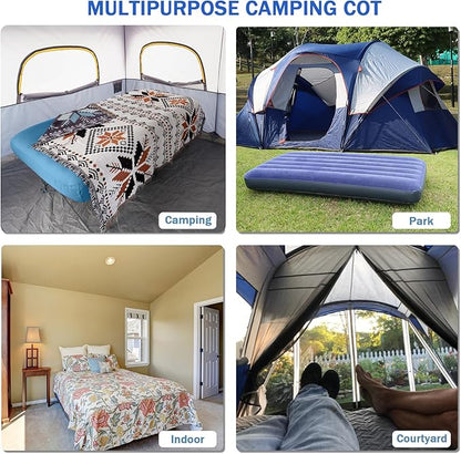 KAMPKEEPER Camping Cot,Camping Cots for Adults,Folding Camping Cot with Inflatable Air Mattress and Carry Bag,for Outdoor Travel Camp Beach Vacation (not Included The Airpump)